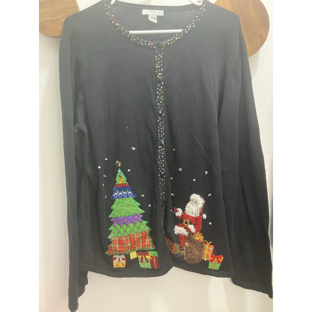 Mercer‎ Street Studio Womens Christmas Sweater Cardiac Size Large Grandmacore